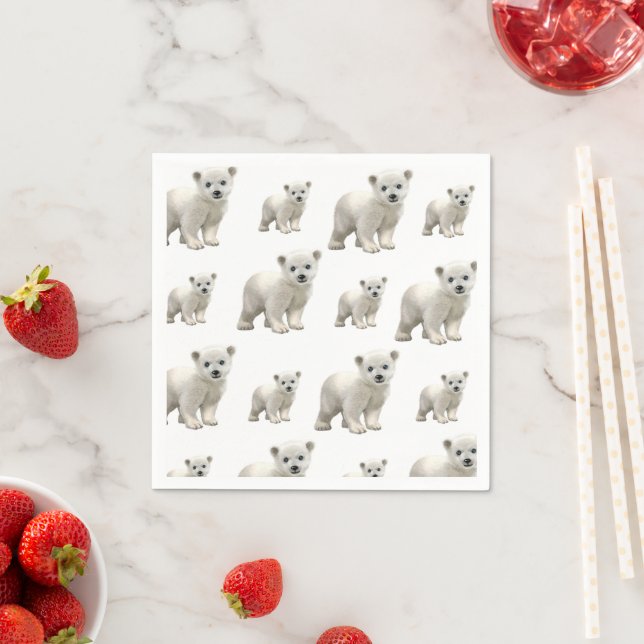 Paper Napkins, White Polar Bear Napkins (Insitu)