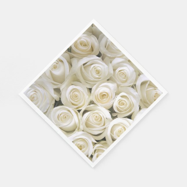 Paper Napkins-White Roses Napkins (Corner)