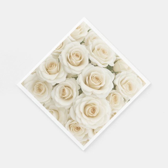 Paper Napkins-White Roses Napkins (Corner)