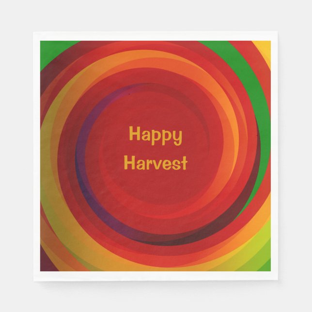 Paper Napkins With Circular Spiral Harvest Colors (Front)