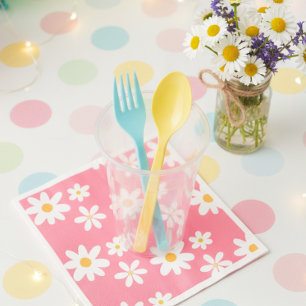 Paper napkins with daisies, Napkins with floral 