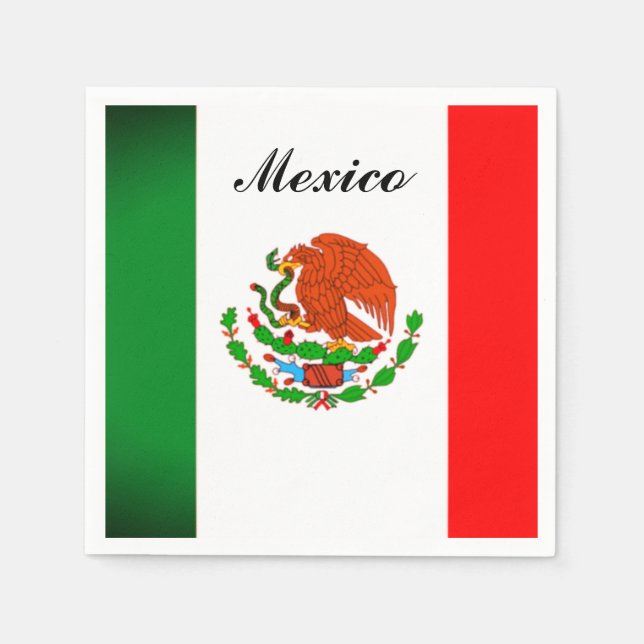 Paper Napkins with Image of the Mexican Flag (Front)