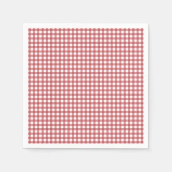 Paper Napkins With Red And White Gingham Checks by Home_Suite_Home at Zazzle