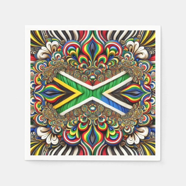 Paper napkins with South African Colors Design (Front)