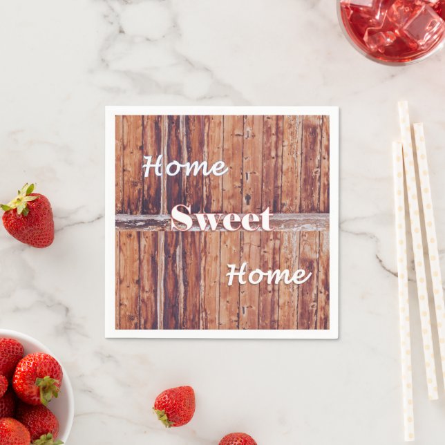 Paper Napkins, Wood Home Sweet Home Napkins (Insitu)