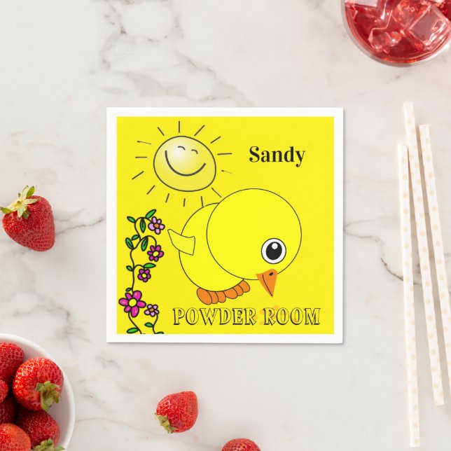 Paper Napkins, Yellow Chick Floral Sun Napkins (Insitu)