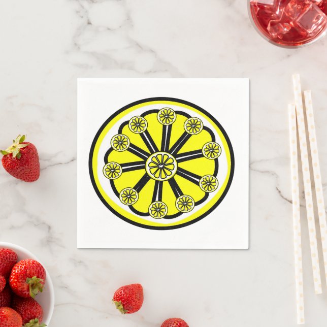 Paper Napkins, Yellow Lemons Napkins (Insitu)