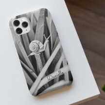 Paper Origami Snail in the Grass Monogram