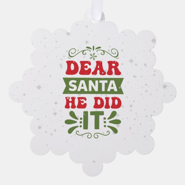 Paper Ornament Card-Funny Xmas Quote. (Front)
