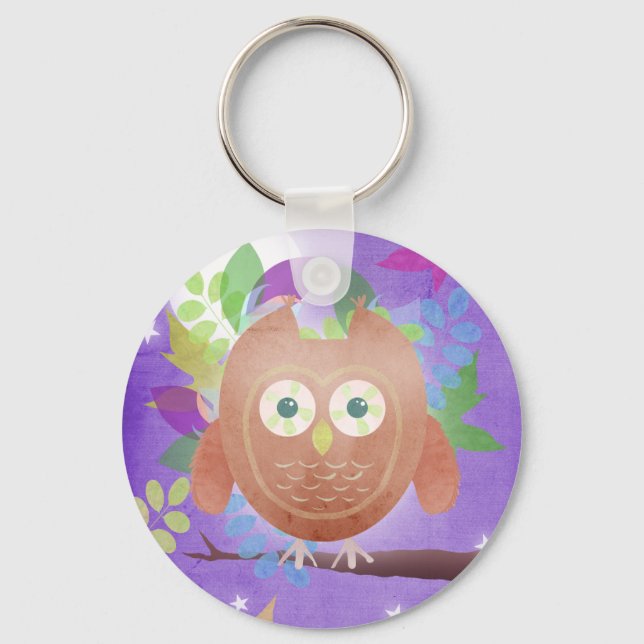 Paper owl - purple - key chain (Front)