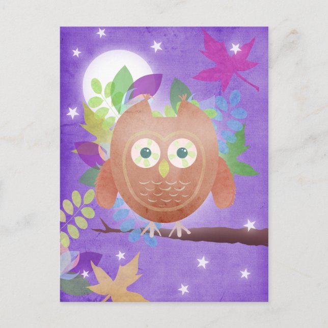 Paper owl - purple - post cards (Front)