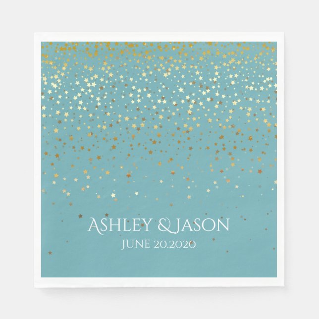 PAPER PARTY DISPOSABLE NAPKINS PETITE GOLDEN STARS (Front)