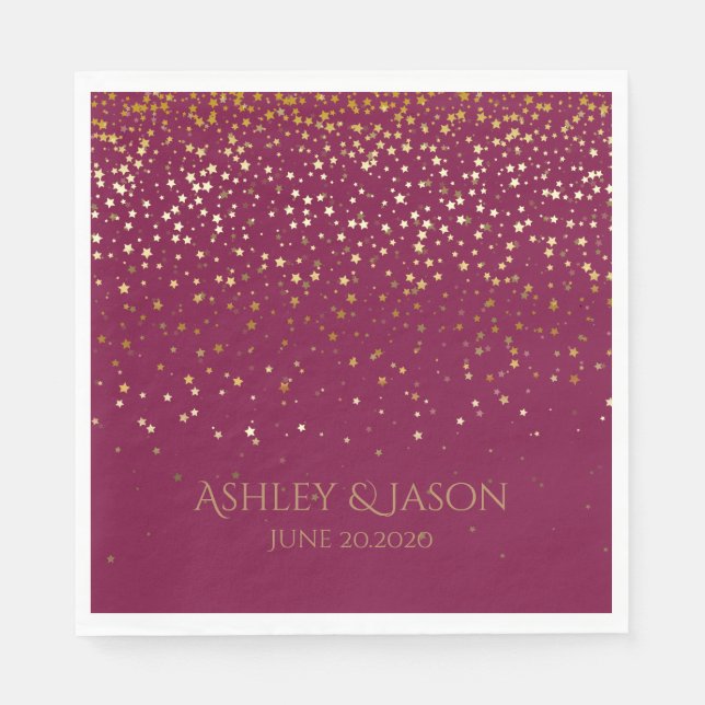 PAPER PARTY DISPOSABLE NAPKINS PETITE GOLDEN STARS (Front)