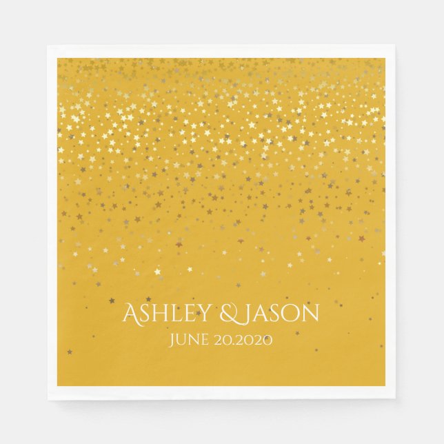 PAPER PARTY DISPOSABLE NAPKINS PETITE GOLDEN STARS (Front)