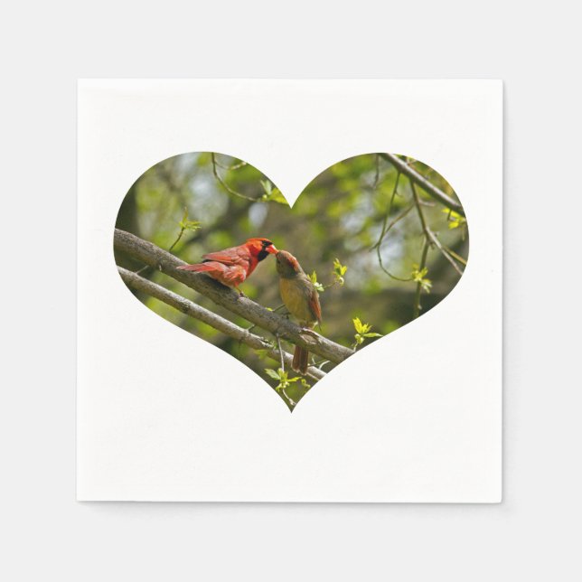 Paper Party Napkins, Kissing Cardinals. Napkins (Front)