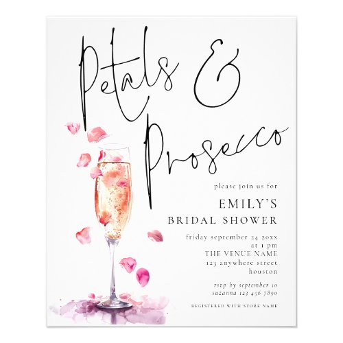 PAPER Petals Prosecco Glass Bridal Shower invite Flyer
