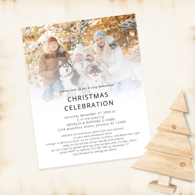 PAPER Photo Overlay Boho Christmas Party Invite (Creator Uploaded)