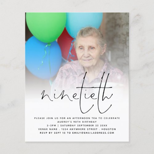 PAPER  Photo Overlay Script 90th Birthday Invite