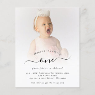 PAPER Photo Script 1st Birthday Party Invitation