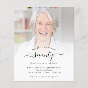 PAPER Photo Script 70th Birthday Party Invitation