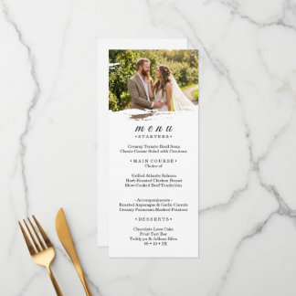 Paper photo wedding menu rack card