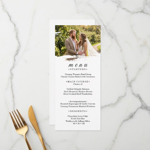 Paper photo wedding menu rack card