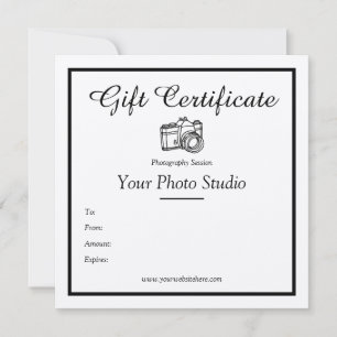 Paper Photography Gift Certificate Template
