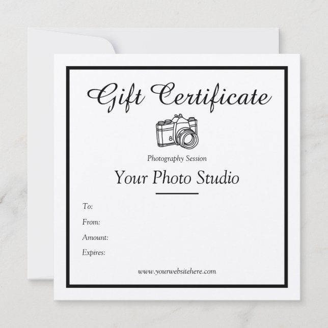 Paper Photography Gift Certificate Template (Front)