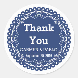 Paper Picado Colorful Mexican Wedding Classic Round Sticker