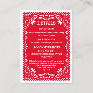 Paper Picado Colorful Mexican Wedding Details Enclosure Card