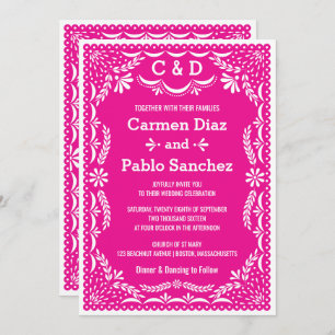 Paper Picado Colorful Mexican Wedding Invitation