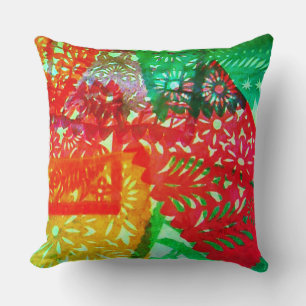 Paper Picado (Papel Picado) Plate Throw Pillow