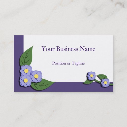Customizable Paper-Pieced Violet Floral Business Card