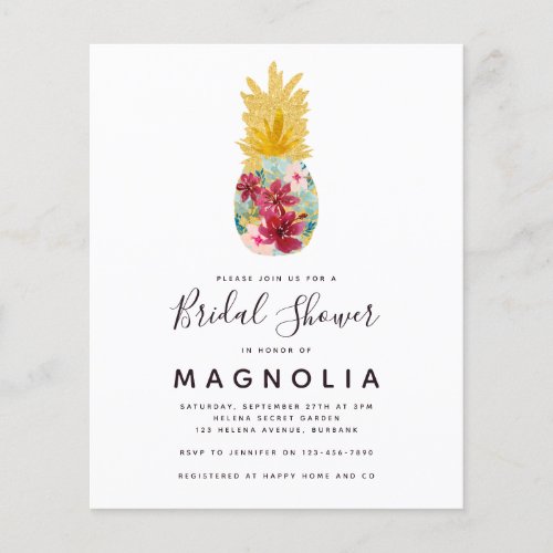 PAPER Pineapple Floral Bridal Shower Invitation