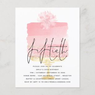 PAPER Pink Cake Script 50th Birthday Invitation