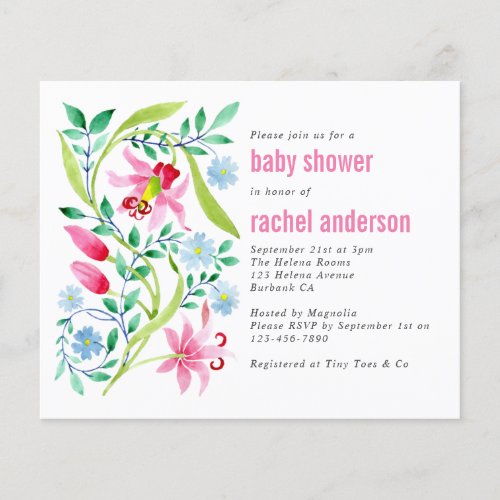 PAPER Pink Floral Baby Shower Invitation