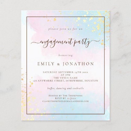PAPER  Pink Teal Watercolor Engagement Party