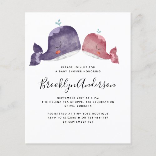 PAPER Pink Whale Baby Shower Invitation