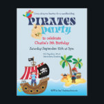 PAPER | Pirates Kids Birthday Party Invitation<br><div class="desc">Value Pirates Kids Birthday Party Invitation. A great value PAPER (not card) alternative WITHOUT ENVELOPES at SMALLER size 4.5” x 5.6” and at a budget price. (Standard A6 envelopes are the nearest size to fit). Perfect for inviting the shipmates along to your little one’s Pirate Birthday party! Easily personalise the...</div>