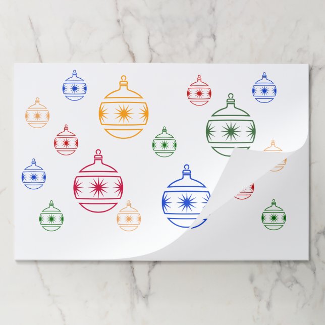 Paper Placemat - Christmas Ornaments (Folded)