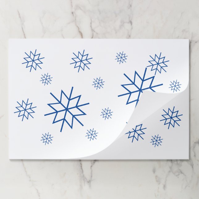 Paper Placemat - Many Blue Snowflakes (Folded)