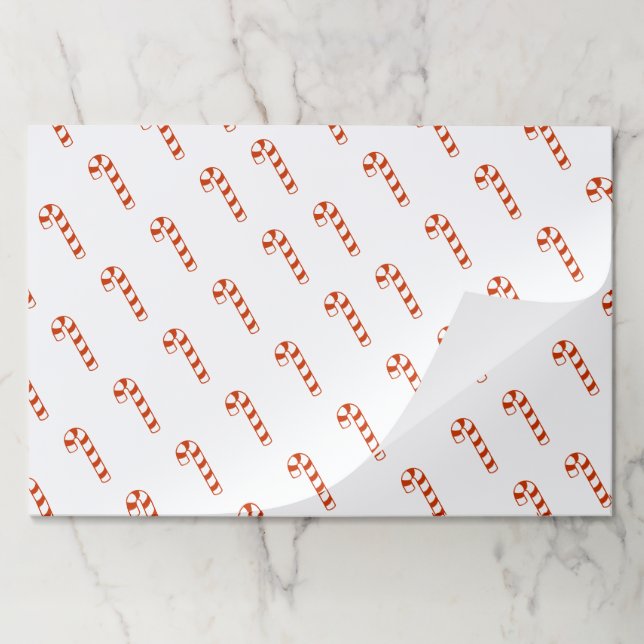 Paper Placemat - Red Striped Candy Canes (Folded)