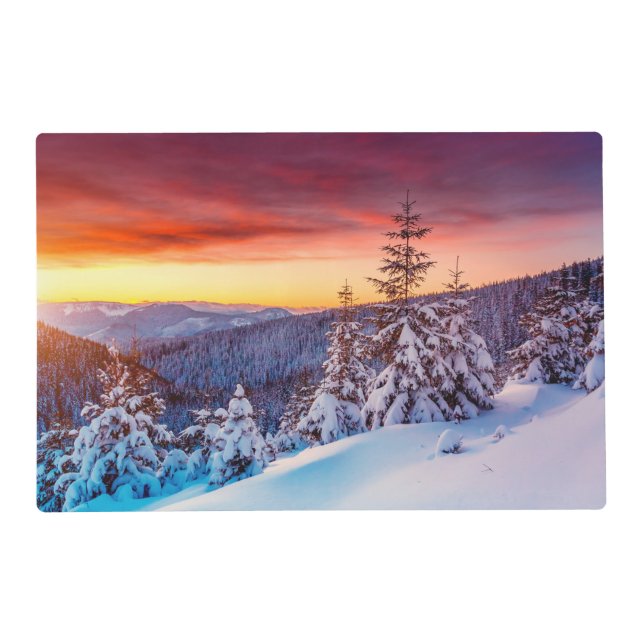 Paper Placemat-Winter Sunset Mountains Placemat (Front)