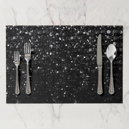 Paper Placemats Black Crystal Bling Strass