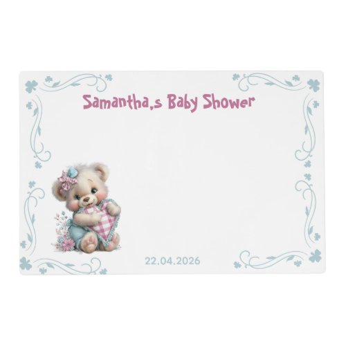 Paper Placemats Teddy Bear Baby Shower