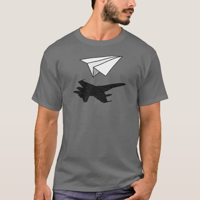 Paper Plane Fighter Jet Shadow T-Shirt (Front)