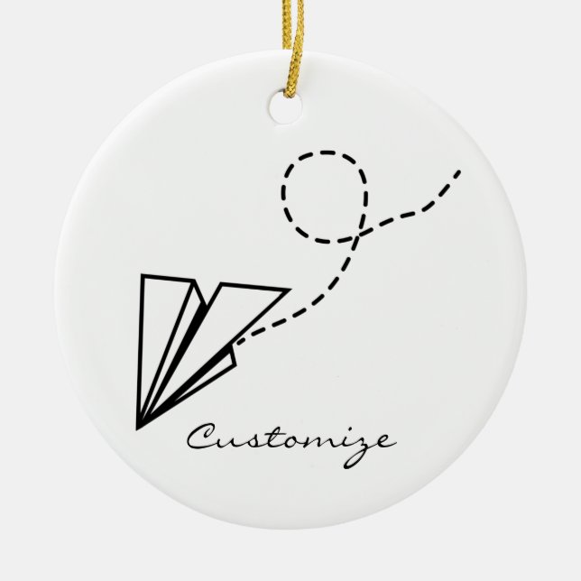 Paper Plane Flying Thunder_Cove Ceramic Ornament (Front)