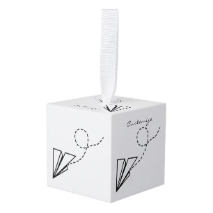 Paper Plane Flying Thunder_Cove Cube Ornament