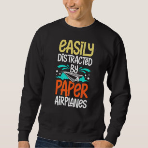 Paper Plane Folded Airplane Folding Glider Origami Sweatshirt