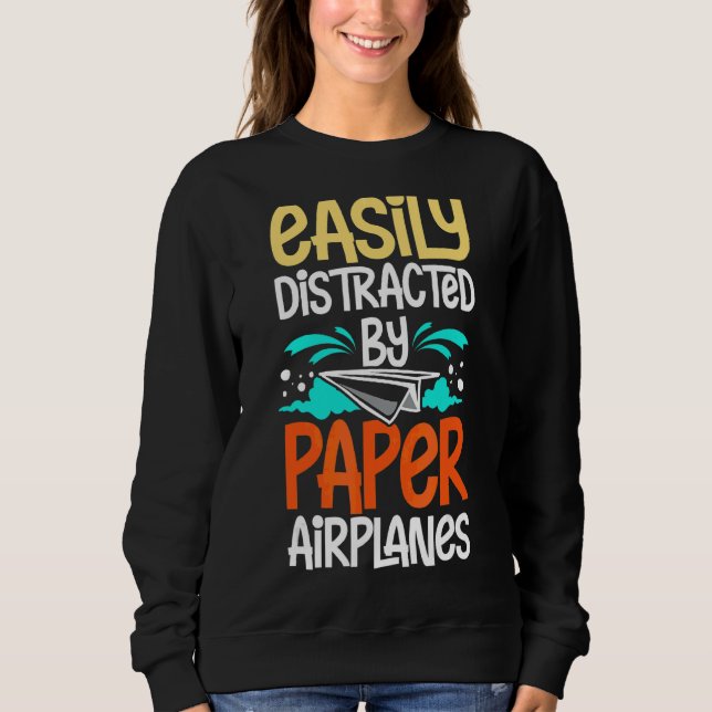 Paper Plane Folded Airplane Folding Glider Origami Sweatshirt (Front)